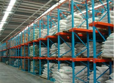 Cold room warehouse Heavy duty pallet rack , Blue / orange steel racking system