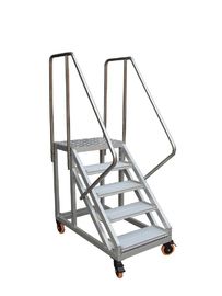 Supermarket high climbing ladder Cold roll steel customized with guardrail