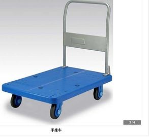 Blue / Grey Steel Warehouse Equipments Platform Trolley with Wheel